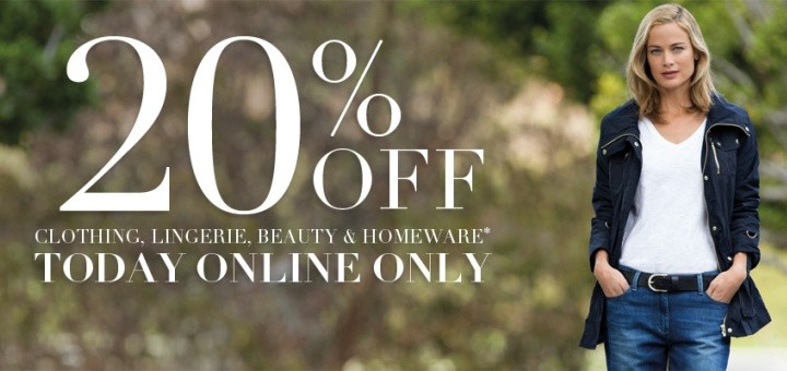 20% off clothing at Marks & Spencer online on 27 January 2014