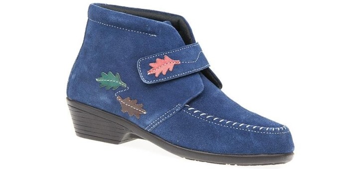 Pavers Low Heel Leather Ankle Boot with Leaf Motifs