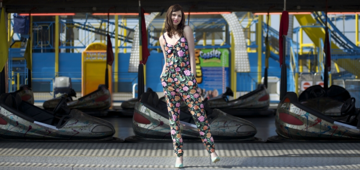 Floral jumpsuit from Select: £18.00; mint green shoes: £12.00