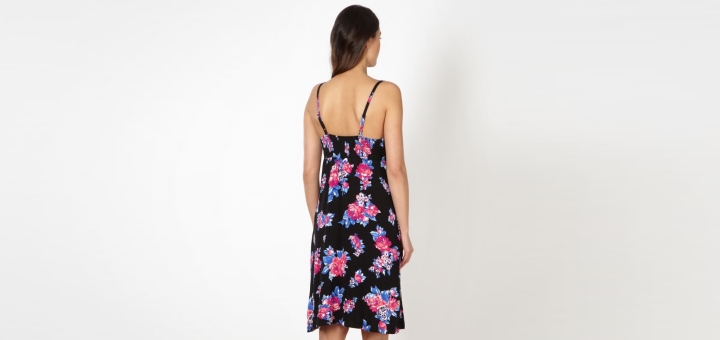 Black floral twist-front jersey beach dress from the Debenhams Beach Collection 