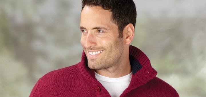 'Waterloo red' Heritage wool blend button neck jumper at Charles Wilson