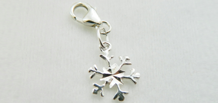 Sterling Silver Snowflake Charm at Genuine Gemstone Jewellery on Etsy 