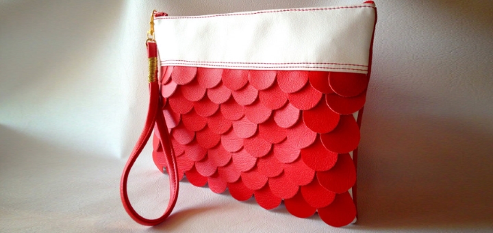 Red Mermaid clutch purse bag from Qmuro on Etsy