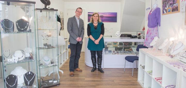 Marianne in her shop with the Fashion & Style Directory's Graham Soult. Photograph by Darren Mack