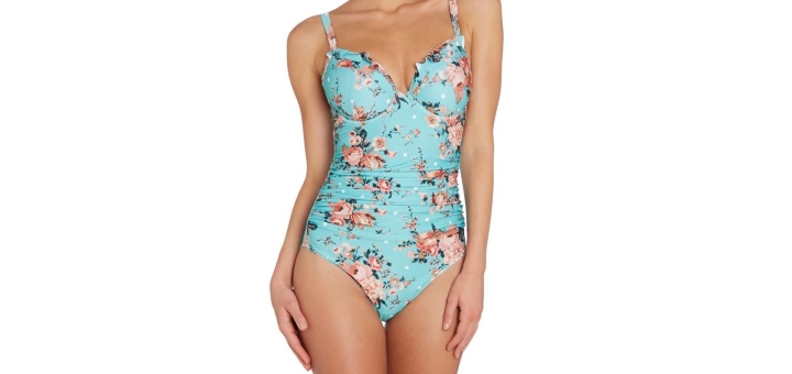Dickins & Jones floral spot large cup tummy control swimsuit at House of Fraser