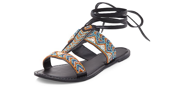 Orange leather beaded ankle tie sandals at New Look (£20.50)