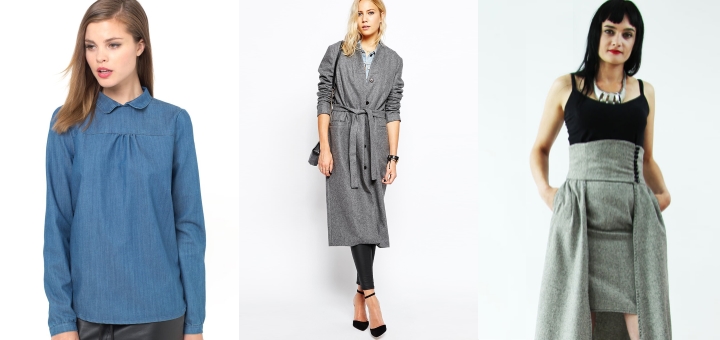 Left to right: La Redoute blouse (£35); ASOS coat (£165); Dagmara Joly skirt at Etsy (£96.42)