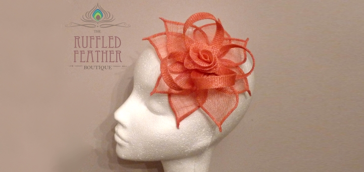 'Dahlia' peach sinamay fascinator at The Ruffled Feather Boutique