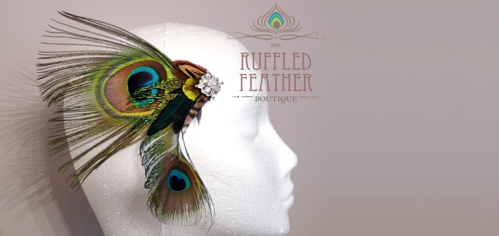 Peacock-feather fascinator from The Ruffled Feather Boutique