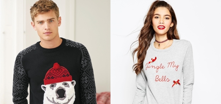 Christmas jumpers from Next (left) and ASOS (right)