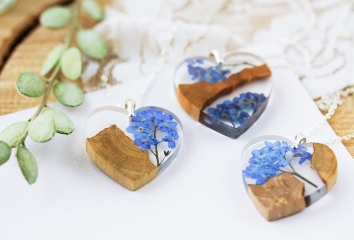 Forget-me-not necklace by Buttonsy Jewellery at Etsy