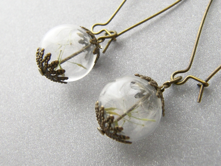 Dandelion earrings by Wishes on the Wind at Etsy
